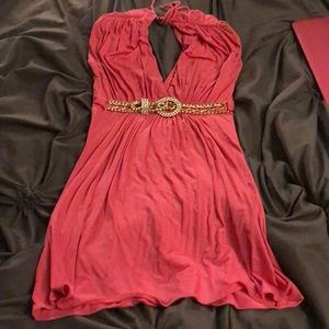 Pink Sky GOld Belt mini dress